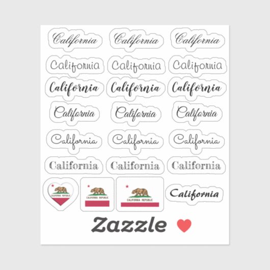 エレガントscript California & Flag USA /nameセット シール (シート)