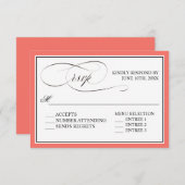 エレガントScript Flowishes RSVP with Coral 縁ど (正面/裏面)