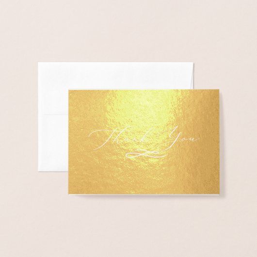 エレガントScript Foilの結婚写真ありがとう 箔カード (封筒付き正面)