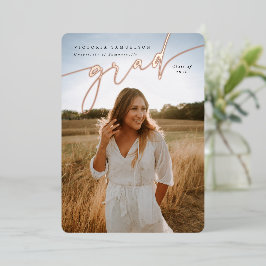 エレガントScript Foil卒業写真の発表 箔招待状