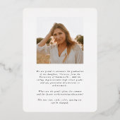 エレガントScript Foil卒業写真の発表 箔招待状 (裏面)