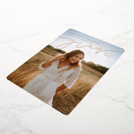 エレガントScript Foil卒業写真の発表 箔招待状 (回転した状態)