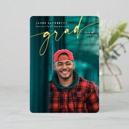 エレガントScript Foil卒業写真の発表 箔招待状