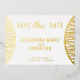 エレガントScript Golden Pearls日付金ゴールドの保存 箔招待状