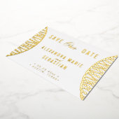 エレガントScript Golden Pearls日付金ゴールドの保存 箔招待状 (回転した状態)