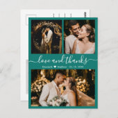エレガントScript Green結婚's Thank Youポストカード ポストカード (正面/裏面)