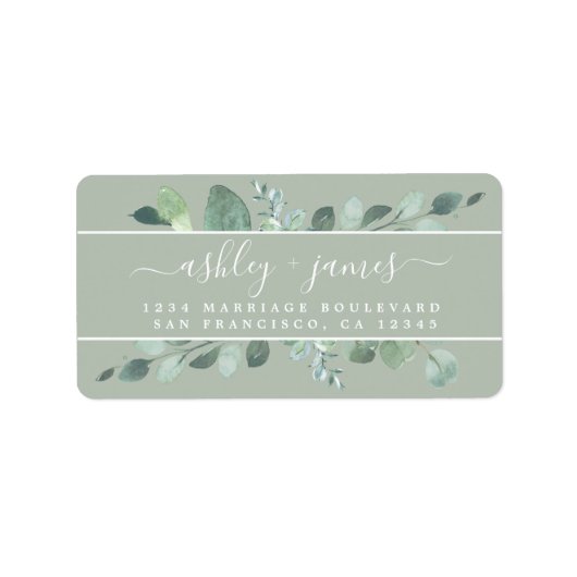 エレガントScript Greeneryの結婚差出人住所 ラベル (正面)