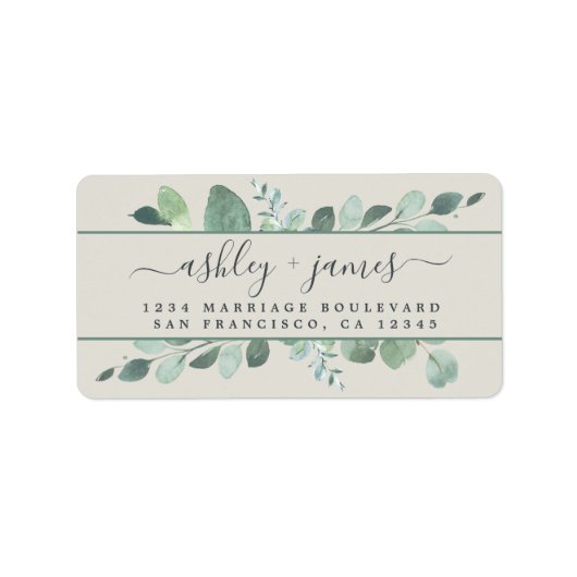 エレガントScript Greeneryの結婚差出人住所 ラベル (正面)