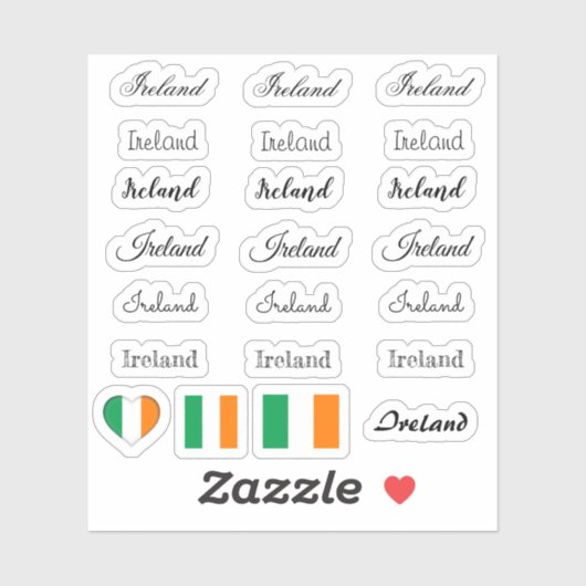 エレガントscript Ireland & Irish Flag /nameセット シール (シート)