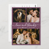 エレガントScript Mauveの結婚感謝はがき ポストカード (正面/裏面)