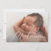 エレガントScript Meetモダン 2枚のフォト誕生 案内状 (正面)