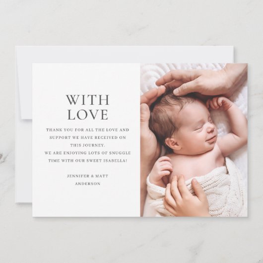 エレガントScript Meetモダン 2枚のフォト誕生 案内状 (裏面)