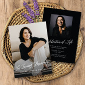 エレガントScript Memorialモダン Photo Card +招待状 招待状