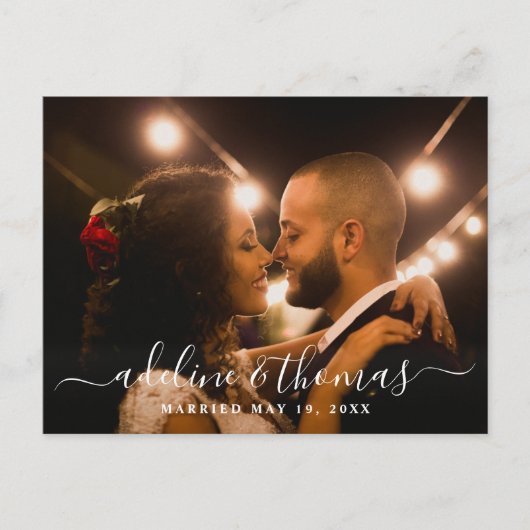 エレガントScript Monogramの結婚写真 ポストカード (正面)