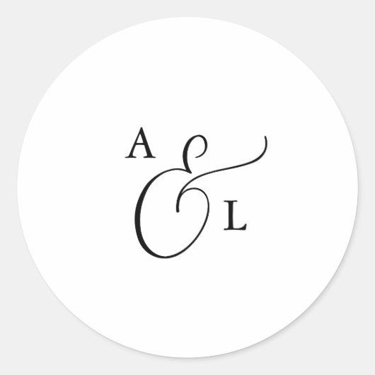 エレガントScript Monogramの結婚封筒用シール ラウンドシール (正面)