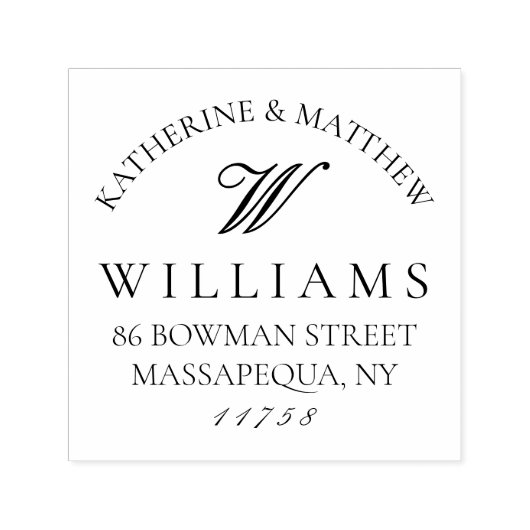 エレガントScript Monogramの結婚差出人住所 セルフインキングスタンプ (デザイン)