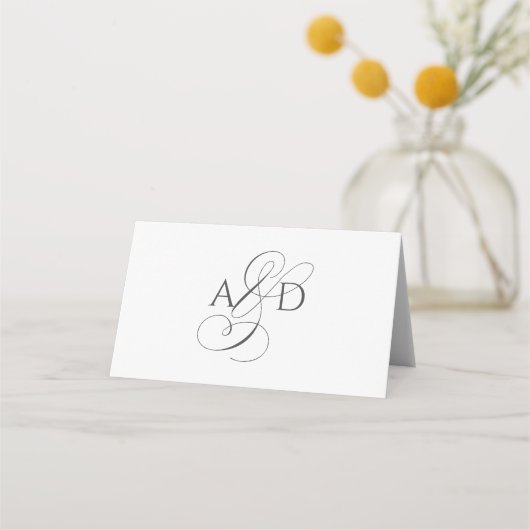 エレガントScript Monogramベジタリアンクラシック結婚の プレイスカード (裏面)