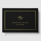 エレガントScript Monogramミニマル Black結婚's ゲストブック (正面)