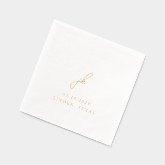 エレガントScript Monogram結婚の 箔ナプキン (左)
