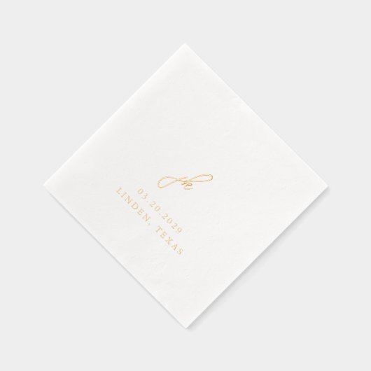 エレガントScript Monogram結婚の 箔ナプキン (右)