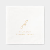 エレガントScript Monogram結婚の 箔ナプキン (正面)