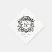 エレガントScript Monogram結婚のCrest スタンダードカクテルナプキン (角)