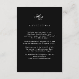 エレガントScript Monogram Blackの結婚詳細 エンクロージャーカード