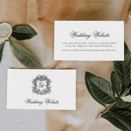 エレガントScript Monogram Crestの結婚Webサイト エンクロージャーカード