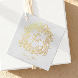 エレガントScript Monogram Crest結婚's フェイバータグ