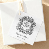 エレガントScript Monogram Crest結婚's フェイバータグ