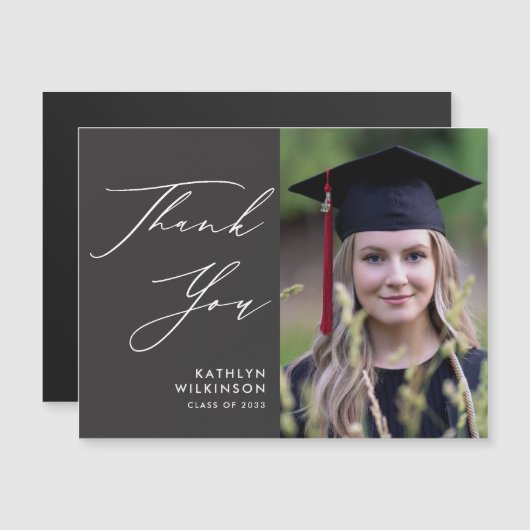エレガントScript on Grayシンプル卒業式 (正面/裏面)