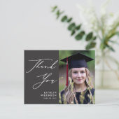 エレガントScript on Grayシンプル卒業式 ポストカード (スタンド正面)