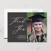 エレガントScript on Grayシンプル卒業式 ポストカード (正面/裏面)