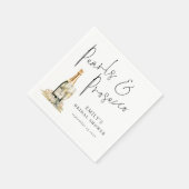 エレガントScript PearlsとProseccoブライダルシャワー スタンダードカクテルナプキン (角)