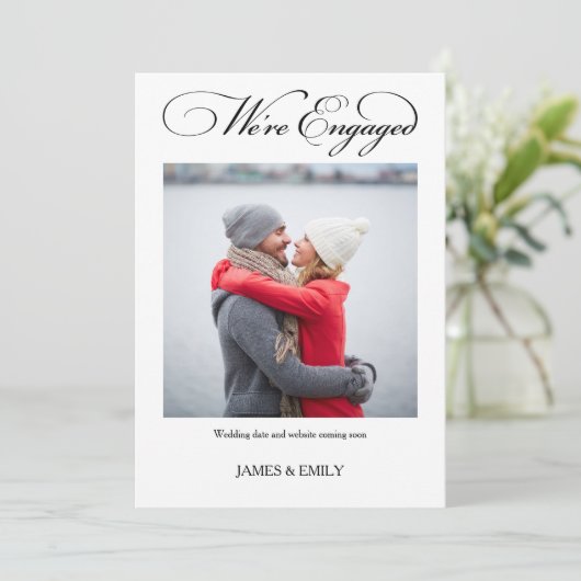 エレガントScript Photoの婚約した婚約 案内状 (スタンド正面)