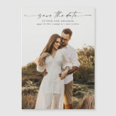 エレガントScript Photoの磁気結婚カード (正面)