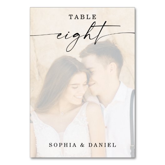 エレガントScript Photoの結婚テーブル番号8 テーブルナンバー (裏面)