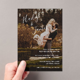 エレガントScript Photoモダン結婚の アクリル招待状