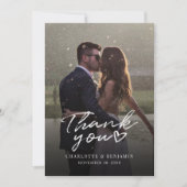 エレガントScript Photoモダン結婚's Thank You ノートカード (正面)