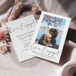 エレガントScript Photo婚約パーティ 招待状