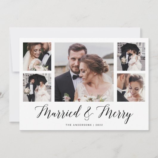 エレガントScript Photo数々の Gridと結婚したBright シーズンカード (正面)