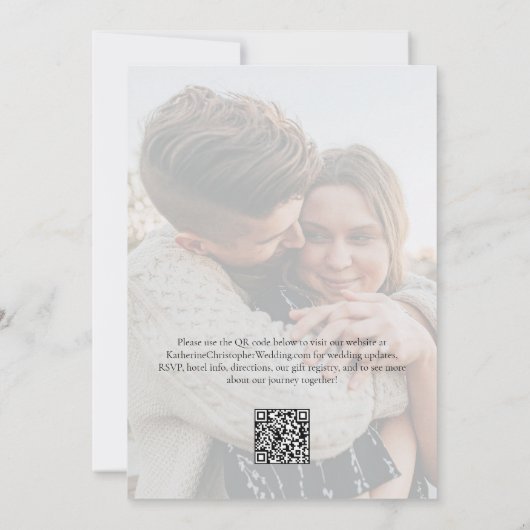 エレガントScript Photo白黒フォーマル結婚の 招待状 (裏面)