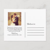 エレガントScript Photo結婚 Monogram Thank You ポストカード (裏面)