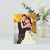 エレガントScript Photo結婚 Monogram Thank You ポストカード (スタンド正面)