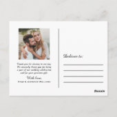 エレガントScript Photo結婚 Monogram Thank You ポストカード (裏面)