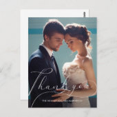 エレガントScript Photo結婚's Thank you ポストカード (正面/裏面)