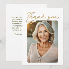 エレガントScript Photo誕生日 サンキューカード