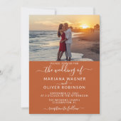 エレガントScript Photo Boho Terracotta結婚's 招待状 (正面)