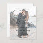 エレガントScript Photo Budget結婚式招待状 (正面/裏面)