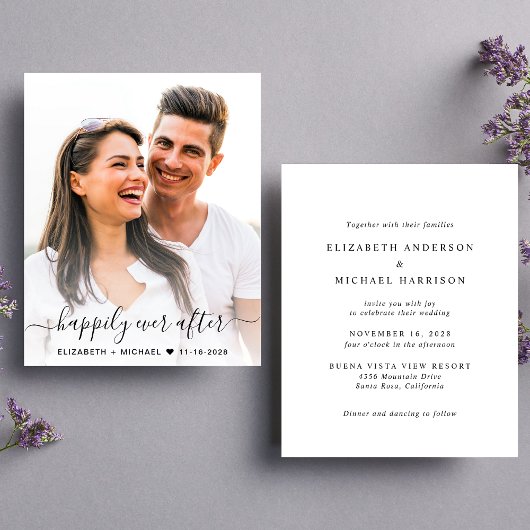 エレガントScript Photo Budget結婚式招待状